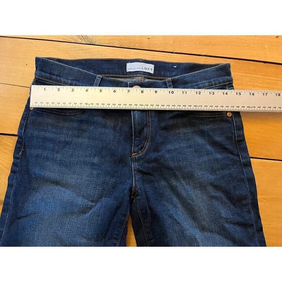 Loft Shorts Womens Size 26/2 Roll Cuff Denim Jean Mid Rise Bermuda summer dark - Picture 6 of 6
